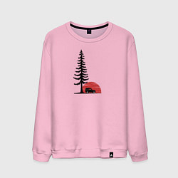 Свитшот хлопковый мужской Внедорожник и дерево, цвет: светло-розовый