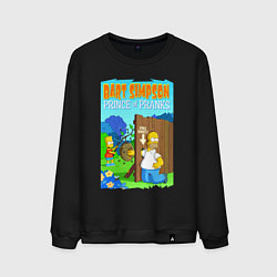 Свитшот хлопковый мужской Барт Симпсон дурит своего батю - розыгрыш, цвет: черный