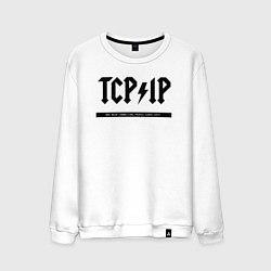Свитшот хлопковый мужской TCPIP Connecting people since 1972, цвет: белый