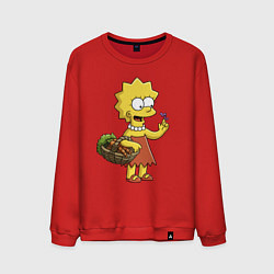 Свитшот хлопковый мужской Lisa Simpson с гусеницей на даче, цвет: красный