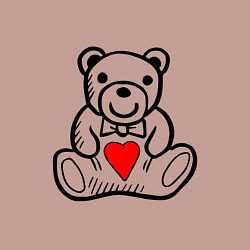 Свитшот хлопковый мужской Плюшевый Миша с сердечком, цвет: пыльно-розовый — фото 2