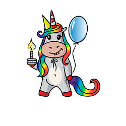 Свитшот хлопковый мужской Праздничный единорог с тортиком, цвет: белый — фото 2