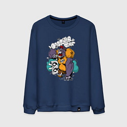 Свитшот хлопковый мужской Горилла с микрофоном, цвет: тёмно-синий