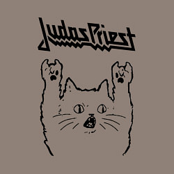 Свитшот хлопковый мужской Judas Priest - rock cat, цвет: утренний латте — фото 2