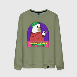 Свитшот хлопковый мужской Xmas is not my thing, цвет: авокадо