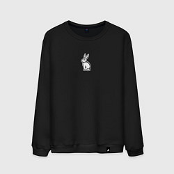 Свитшот хлопковый мужской Кролик - Minimal Art, цвет: черный