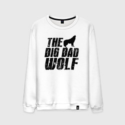 Свитшот хлопковый мужской Большой страшный волк, цвет: белый