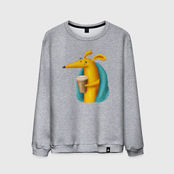 Мужской свитшот Песик под пледом с кофе