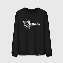 Свитшот хлопковый мужской Nirvana-Курт и гитара, цвет: черный
