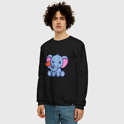 Свитшот хлопковый мужской Love Elephant, цвет: черный — фото 2