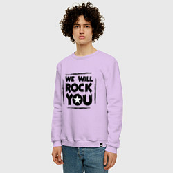 Свитшот хлопковый мужской We rock you, цвет: лаванда — фото 2