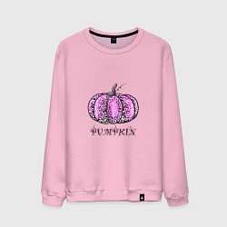 Свитшот хлопковый мужской Тыква с надписью, цвет: светло-розовый