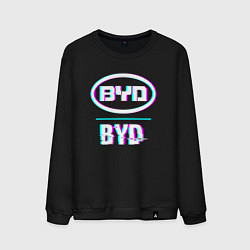 Свитшот хлопковый мужской Значок BYD в стиле glitch, цвет: черный