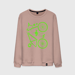 Свитшот хлопковый мужской Детали велосипеда, цвет: пыльно-розовый