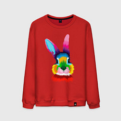Свитшот хлопковый мужской Радужный кролик, цвет: красный