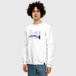 Свитшот хлопковый мужской БТС - Супер лосось, цвет: белый — фото 2