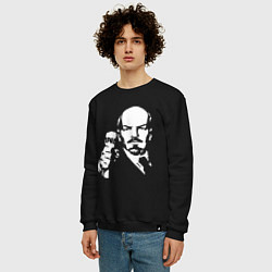 Свитшот хлопковый мужской Ленин с Правдой, цвет: черный — фото 2
