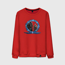Свитшот хлопковый мужской Сын и отец GoW Ragnarok, цвет: красный