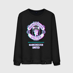 Свитшот хлопковый мужской Manchester United FC в стиле glitch, цвет: черный