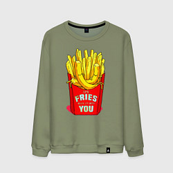 Свитшот хлопковый мужской Time fries when Im with you, цвет: авокадо