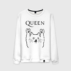 Свитшот хлопковый мужской Queen - rock cat, цвет: белый