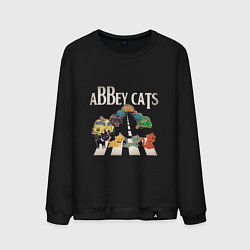 Свитшот хлопковый мужской Abbey cats, цвет: черный