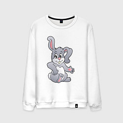 Свитшот хлопковый мужской Серый кролик - символ 2023, цвет: белый