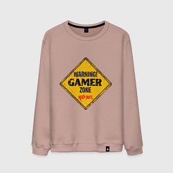 Свитшот хлопковый мужской Gamer zone - keep out, цвет: пыльно-розовый