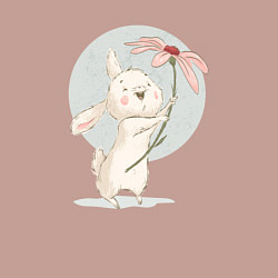 Свитшот хлопковый мужской Милый зайка с цветочком, цвет: пыльно-розовый — фото 2