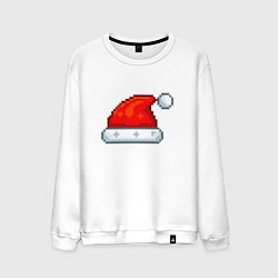 Свитшот хлопковый мужской Пиксельная шапка Санта Клауса, цвет: белый