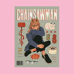 Свитшот хлопковый мужской Пауэр из Chainsaw Man, цвет: светло-розовый — фото 2