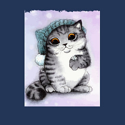 Свитшот хлопковый мужской Новогодний котёнок, цвет: тёмно-синий — фото 2