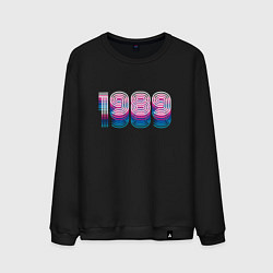 Свитшот хлопковый мужской 1989 год ретро неон, цвет: черный