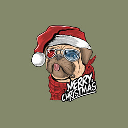 Свитшот хлопковый мужской Pug merry christmas, цвет: авокадо — фото 2