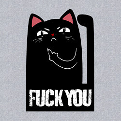 Свитшот хлопковый мужской Black cat - fuck you, цвет: меланж — фото 2