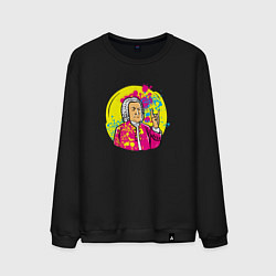 Свитшот хлопковый мужской Бах жив, цвет: черный