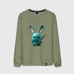 Свитшот хлопковый мужской Милый заяц убийца с ножом, цвет: авокадо