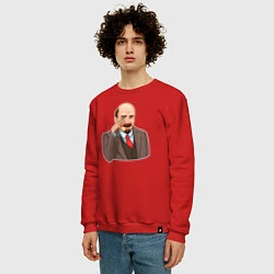 Свитшот хлопковый мужской Ленин смеётся, цвет: красный — фото 2