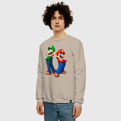 Свитшот хлопковый мужской Марио и Луиджи, цвет: миндальный — фото 2