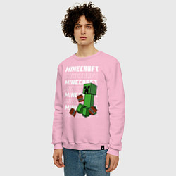 Свитшот хлопковый мужской Крипер Майнкрафт, цвет: светло-розовый — фото 2