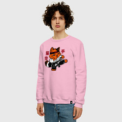Свитшот хлопковый мужской Кот каратист art, цвет: светло-розовый — фото 2