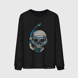 Свитшот хлопковый мужской Череп-водолаз, цвет: черный