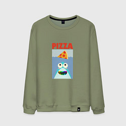 Свитшот хлопковый мужской Pizza jaws, цвет: авокадо