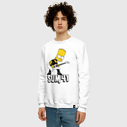 Свитшот хлопковый мужской Sum41 Барт Симпсон рокер, цвет: белый — фото 2