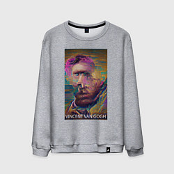 Свитшот хлопковый мужской Vincent Van Gogh - автопортрет - нейросеть, цвет: меланж