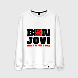 Свитшот хлопковый мужской Bon Jovi band, цвет: белый