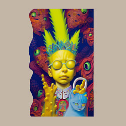 Свитшот хлопковый мужской Bart and blue cat - neural network - fantasy, цвет: миндальный — фото 2
