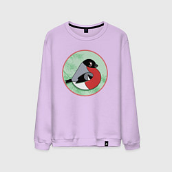 Свитшот хлопковый мужской Снегирь на ветке, цвет: лаванда