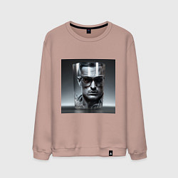 Свитшот хлопковый мужской Лицо в стакане, цвет: пыльно-розовый