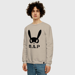 Свитшот хлопковый мужской B A P big logo, цвет: миндальный — фото 2